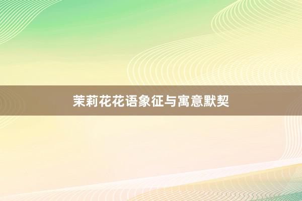 茉莉花花语象征与寓意默契