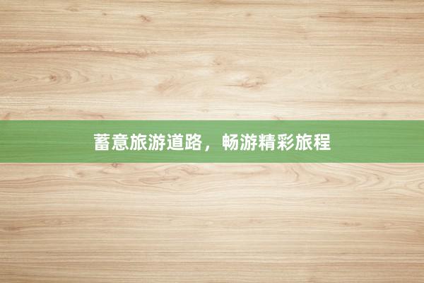 蓄意旅游道路，畅游精彩旅程